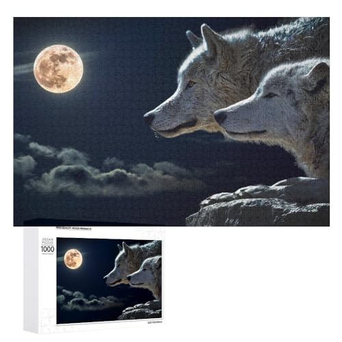 Wolf 1000 Teile Puzzle Für Erwachsene Und Kinder Ab 10 Jahren 3D Puzzle DIY Tiere Wolf Moderne Bild Home Decor Für Wohnzimmer (Puzzle 3,1000pcs (52x38cm)) von NNSECC
