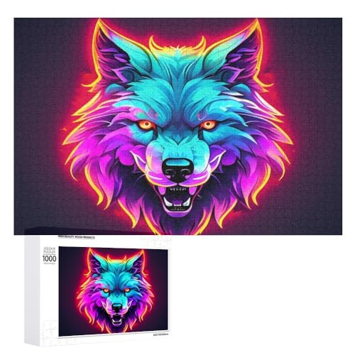 Wolf 1000 Teile Puzzle Für Erwachsene Und Kinder Ab 10 Jahren 3D Puzzle DIY Tiere Wolf Moderne Bild Home Decor Für Wohnzimmer (Puzzle 5,300pcs (40x28cm)) von NNSECC