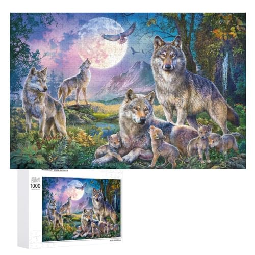 Wolf 1000 Teile Puzzle Für Erwachsene Und Kinder Ab 10 Jahren 3D Puzzle DIY Tiere Wolf Moderne Bild Home Decor Für Wohnzimmer (Puzzle 6,1000pcs (52x38cm)) von NNSECC