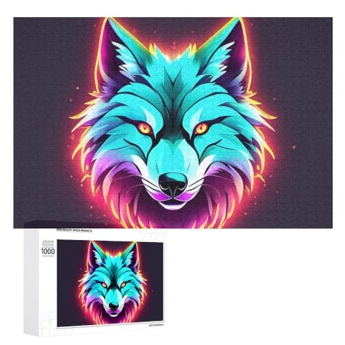 Wolf 1000 Teile Puzzle Für Erwachsene Und Kinder Ab 10 Jahren 3D Puzzle DIY Tiere Wolf Moderne Bild Home Decor Für Wohnzimmer (Puzzle 7,1000pcs (52x38cm)) von NNSECC