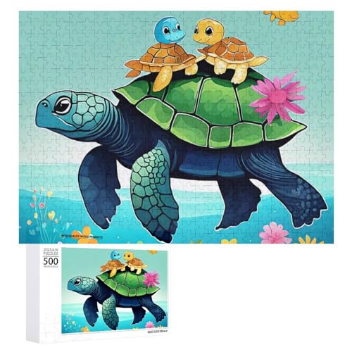 Zeichentrickfilm-Schildkröte Puzzle Für Erwachsene Puzzles 1000 Teile Für Frauen, Männer, Holzpuzzle Erwachsene (Puzzle 7,1000pcs (75x50cm)) von NNSECC