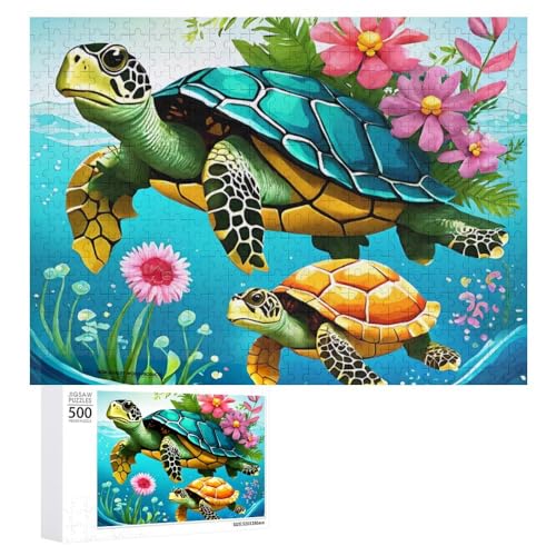 Zeichentrickfilm-Schildkröte Puzzle Für Erwachsene Puzzles 1000 Teile Für Frauen, Männer, Holzpuzzle Erwachsene (Puzzle 9,300pcs (40x28cm)) von NNSECC