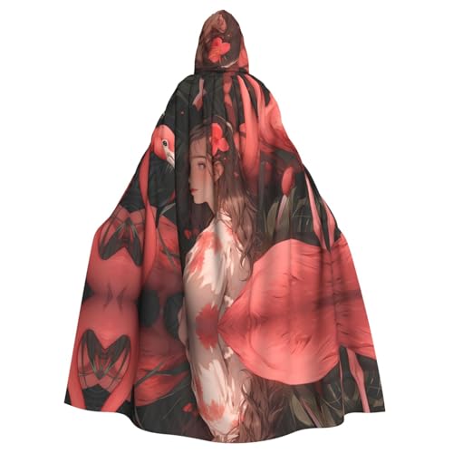 NNSOOD Flamingo Prints Kapuzenumhang für Erwachsene, für Halloween-Kostümpartys und mehr von NNSOOD