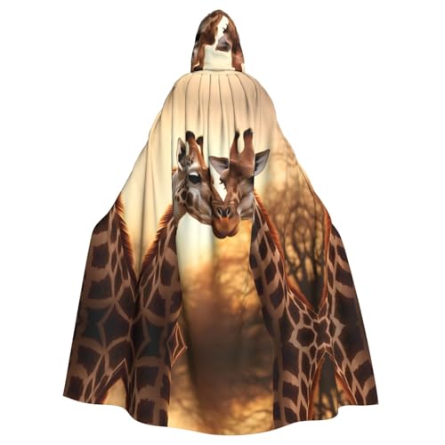 NNSOOD Kapuzenumhang mit zwei Giraffen, für Erwachsene, für Halloween-Kostümpartys und mehr von NNSOOD