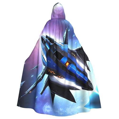 NNSOOD Spaceship Prints Kapuzenumhang für Erwachsene, für Halloween-Kostümpartys und mehr von NNSOOD