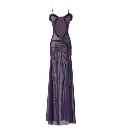 NOAFUNZO Anime Tokyo Ghoul Cosplay Kamishiro Rize Lila Slip-Kleid Rollenspiel Weißes Kleid Cosplay Halloween Kostüm Maskerade Party Outfits (Lila, XL) von NOAFUNZO