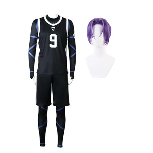 NOAFUNZO Blue Lock Cosplay-Kostüm, Reo Mikage, Seishiro, Nagi, Sportbekleidungs-Set, Rin Itoshi, Fußball, Trainingsanzug, Anime, Cosplay, Halloween, Kostüm, Outfits (Reo Mikage + Perücke, S) von NOAFUNZO