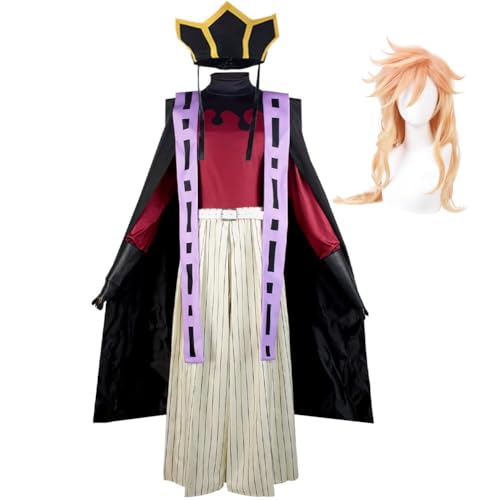 NOAFUNZO Douma Cosplay Kostüm mit faltbarem Fächer Anime Verkleidung Cosplay Halloween Outfits Anime Charakter Karneval Party Kostüm Erwachsene (Douma + Perücke, 3XL) von NOAFUNZO