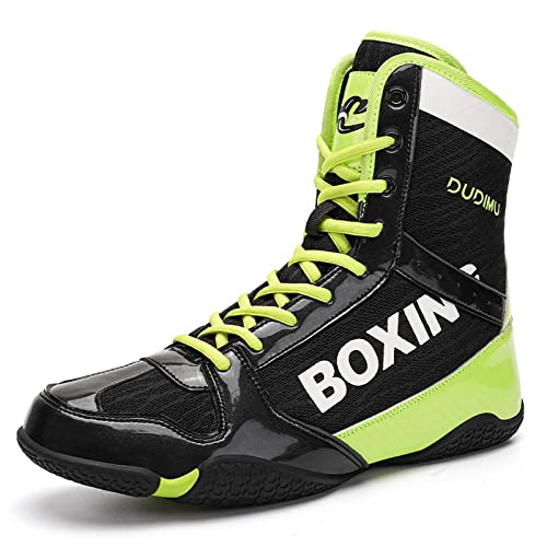 NOAFUNZO Herren-Boxschuhe, Wrestling-Stiefel, Muay Thai, Kickboxen, Sparring, Grün, Größe 45 von NOAFUNZO
