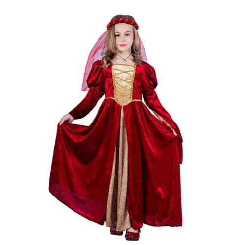 NOAFUNZO Mittelalterliches Retro-Kostüm, rot, Uniform, 4–12 Jahre, Prinzessinnen-Kostüm, Cosplay, Rollenspiel, Bühnenaufführung, Kostüm, Halloween, Fasching, Karneval, Neuheit Outfit (Rot, Größe M NOAFUNZO Mittelalterliches Retro-Kostüm, rot, Uniform, 4–12 Jahre, Prinzessinnen-Kostüm, Cosplay, Rollenspiel, Bühnenaufführung, Kostüm, Halloween, Fasching, Karneval, Neuheit Outfit (Rot, Größe M von NOAFUNZO