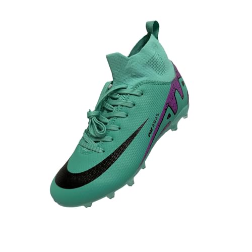 NOAFUNZO Professionelle Fußballschuhe für Herren, Unisex, Outdoor, Kinder, hohe Oberteile, geeignet für Kunstrasen-Wettkampftraining (Green Ag, Größe 36) von NOAFUNZO