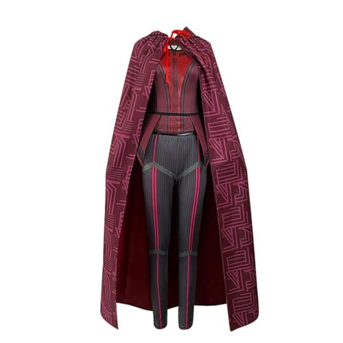 NOAFUNZO Wanda Vision Cosplay Kostüm für Damen, Scharlachrot, Hexenkostüm, Umhang, Tops, Hose mit Kopfbedeckung, für Halloween, Karneval, Outfits (Scarlet Witch, S) von NOAFUNZO