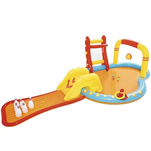 Kinderrutschspielzeug, Hüpfburg-Wasserrutsche für Kinder, mit Wassersprüh-Planschbecken und Basketball-Schloss-Bowling-Rutsche, aufblasbare Burg von NOALED