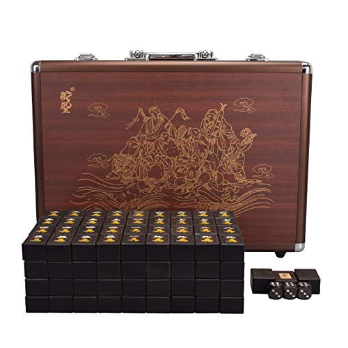 NOALED Set Professionelles chinesisches Spielset mit 146 mittelgroßen Spielsteinen, 3 Würfeln und einem Windanzeiger – für chinesisches Spielspiel von NOALED