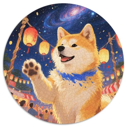 Akita Inu 1000 Stück Jigsaw Puzzles Bildungsspiele Stressmittel Haustierhund Rundes Jigsaw Einzigartige Herausforderung Spiel Für Erwachsene Und Kinder 1000pcs (67.5x67.5cm) von NOASDGYEI