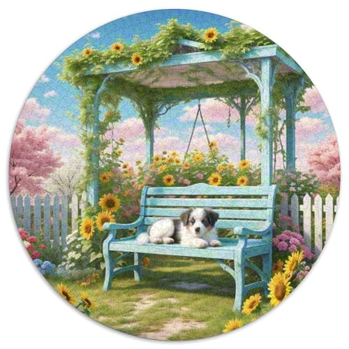 Amerikanischer Eskimo Hund 1000 Stück Jigsaw Puzzles Bildungsspiele Klassisch Haustierhund Runde Puzzles Schöne Dekoration Puzzle Für Erwachsene Und Kinder 1000pcs (67.5x67.5cm) von NOASDGYEI