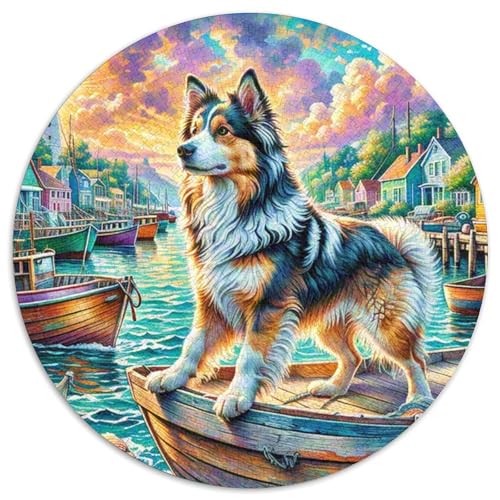 Amerikanischer Eskimo Hund 1000 Stück Jigsaw Puzzles Bildungsspiele Kreativ Haustierhund Runde Puzzles Schöne Dekoration Puzzle Für Erwachsene Und Kinder 1000pcs (67.5x67.5cm) von NOASDGYEI