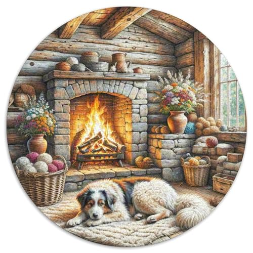 Amerikanischer Eskimo Hund 1000 Stück Jigsaw Puzzles Bildungsspiele Kreativ Haustierhund Rundes Jigsaw Schöne Dekoration Puzzle Für Erwachsene Und Kinder 1000pcs (67.5x67.5cm) von NOASDGYEI
