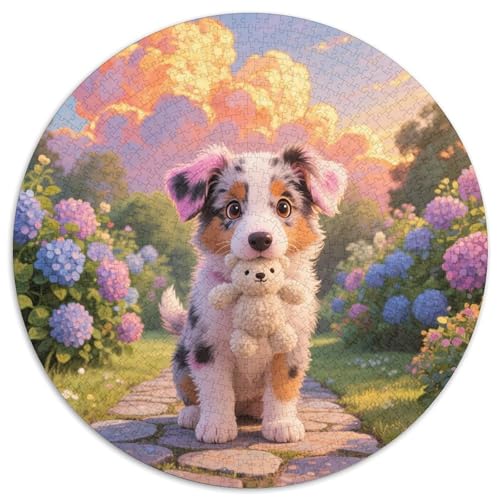 Australischer Rindhund 1000 Stück Jigsaw Puzzles Bildungsspiele Klassisch Haustierhund Runde Puzzles Schöne Dekoration Puzzle Für Erwachsene Und Kinder 1000pcs (67.5x67.5cm) von NOASDGYEI