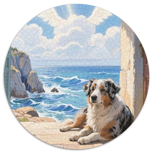 Australischer Rindhund 1000 Stück Jigsaw Puzzles Bildungsspiele Kreativ Haustierhund Rundes Jigsaw Farbe Herausforderung Für Reisegeschenke, Geschenk 1000pcs (67.5x67.5cm) von NOASDGYEI
