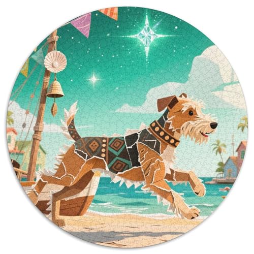 Australischer Terrier 1000 Stück Jigsaw Puzzles Bildungsspiele Klassisch Haustierhund Runde Puzzles Schöne Dekoration Puzzle Für Reisegeschenke, Geschenk 1000pcs (67.5x67.5cm) von NOASDGYEI