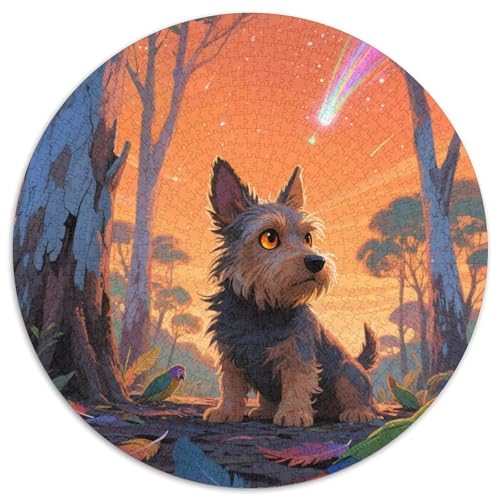 Australischer Terrier 1000 Stück Jigsaw Puzzles Bildungsspiele Stressmittel Haustierhund Rundes Jigsaw Farbe Herausforderung Für Reisegeschenke, Geschenk 1000pcs (67.5x67.5cm) von NOASDGYEI