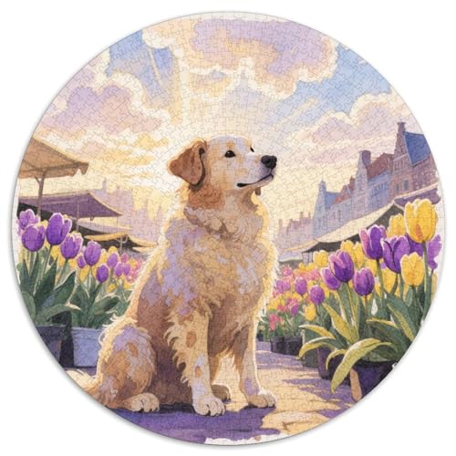 Belgischer Schäferhund 1000 Stück Jigsaw Puzzles Bildungsspiele Kreativ Haustierhund Rundes Jigsaw Schöne Dekoration Puzzle Für Reisegeschenke, Geschenk 1000pcs (67.5x67.5cm) von NOASDGYEI