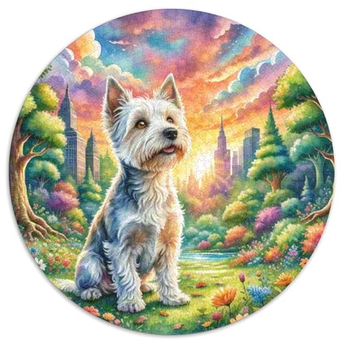 Boston Terrier 1000 Stück Jigsaw Puzzles Bildungsspiele Stressmittel Haustierhund Rundes Jigsaw Schöne Dekoration Puzzle Für Erwachsene Und Kinder 1000pcs (67.5x67.5cm) von NOASDGYEI