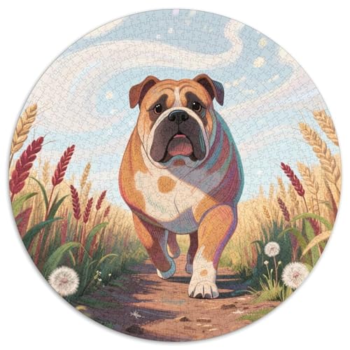 Bullmastiff 1000 Stück Jigsaw Puzzles Bildungsspiele Stressmittel Haustierhund Rundes Jigsaw Farbe Herausforderung Für Reisegeschenke, Geschenk 1000pcs (67.5x67.5cm) von NOASDGYEI