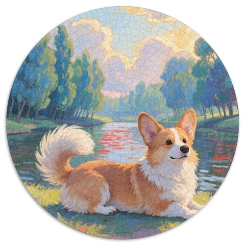 Cardigan Walisischer Corgi 1000 Stück Jigsaw Puzzles Bildungsspiele Stressmittel Haustierhund Runde Puzzles Einzigartige Herausforderung Spiel Für Reisegeschenke, Geschenk 1000pcs (67.5x67.5cm) von NOASDGYEI