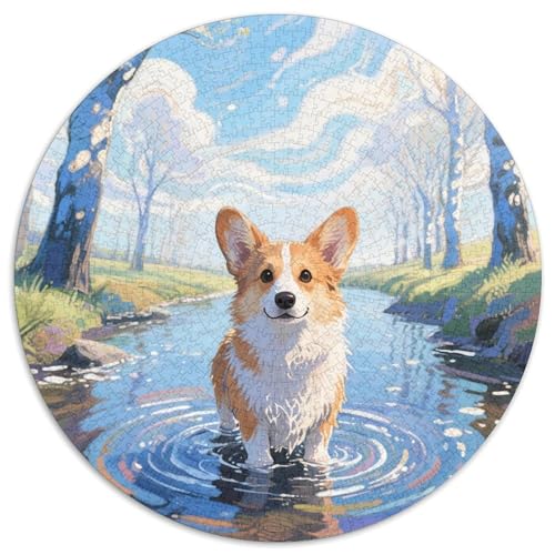 Cardigan Walisischer Corgi 1000 Stück Jigsaw Puzzles Bildungsspiele Stressmittel Haustierhund Rundes Puzzle Schöne Dekoration Puzzle Für Erwachsene Und Kinder 1000pcs (67.5x67.5cm) von NOASDGYEI