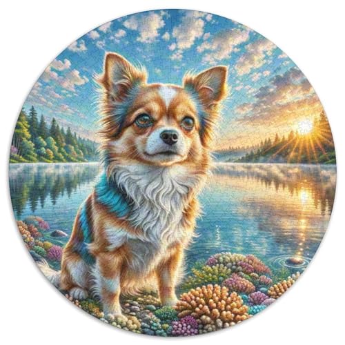Chihuahua(3 1000 Stück Jigsaw Puzzles Bildungsspiele Stressmittel Haustierhund Rundes Jigsaw Farbe Herausforderung Für Reisegeschenke, Geschenk 1000pcs (67.5x67.5cm) von NOASDGYEI
