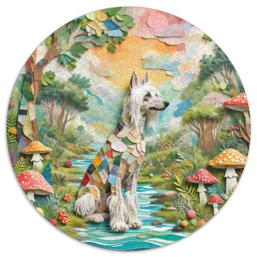 Chinesischer Crested Hund 1000 Stück Jigsaw Puzzles Bildungsspiele Kreativ Haustierhund Rundes Puzzle Einzigartige Herausforderung Spiel Für Reisegeschenke, Geschenk 1000pcs (67.5x67.5cm) von NOASDGYEI