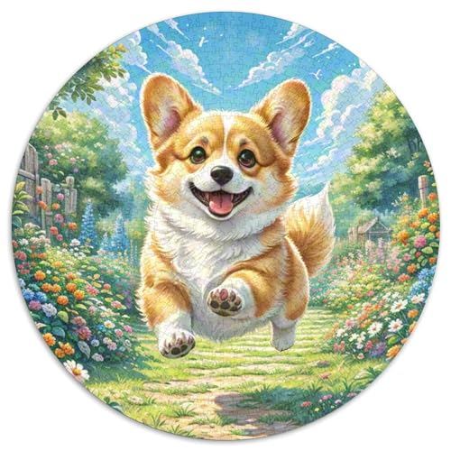 Corgi 1000 Stück Jigsaw Puzzles Bildungsspiele Klassisch Haustierhund Runde Puzzles Schöne Dekoration Puzzle Für Reisegeschenke, Geschenk 1000pcs (67.5x67.5cm) von NOASDGYEI