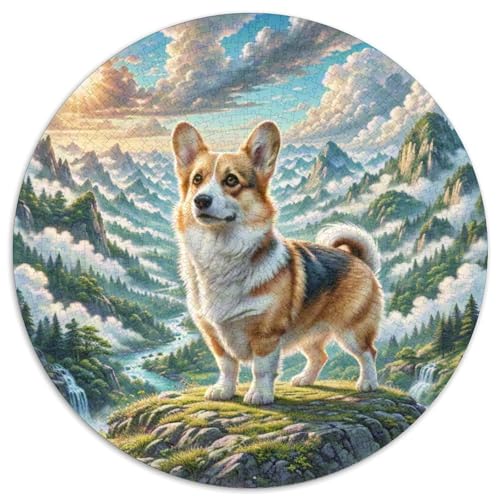 Corgi 1000 Stück Jigsaw Puzzles Bildungsspiele Kreativ Haustierhund Rundes Jigsaw Einzigartige Herausforderung Spiel Für Reisegeschenke, Geschenk 1000pcs (67.5x67.5cm) von NOASDGYEI