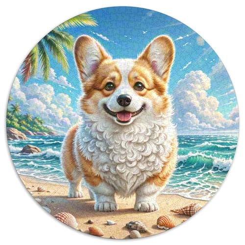 Corgi 1000 Stück Jigsaw Puzzles Bildungsspiele Kreativ Haustierhund Rundes Jigsaw Schöne Dekoration Puzzle Für Reisegeschenke, Geschenk 1000pcs (67.5x67.5cm) von NOASDGYEI