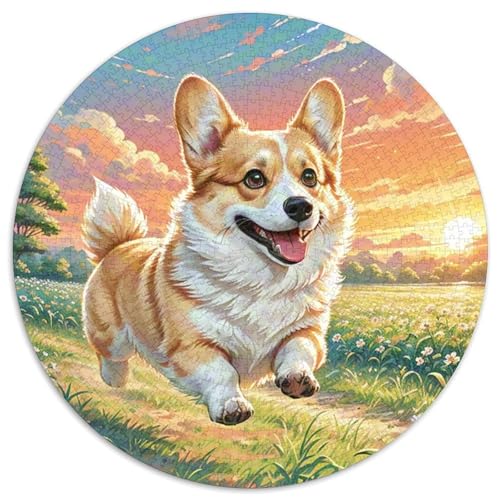 Corgi 1000 Stück Jigsaw Puzzles Bildungsspiele Kreativ Haustierhund Rundes Puzzle Schöne Dekoration Puzzle Für Erwachsene Und Kinder 1000pcs (67.5x67.5cm) von NOASDGYEI