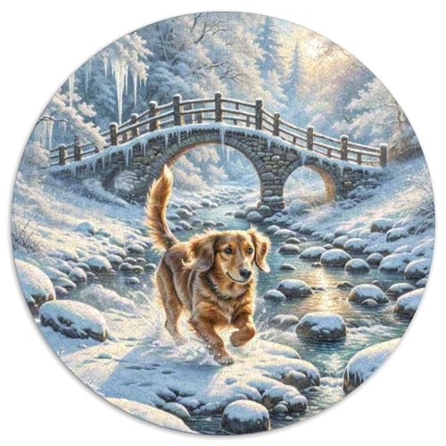 Dachshund 1000 Stück Jigsaw Puzzles Bildungsspiele Stressmittel Haustierhund Runde Puzzles Einzigartige Herausforderung Spiel Für Erwachsene Und Kinder 1000pcs (67.5x67.5cm) von NOASDGYEI