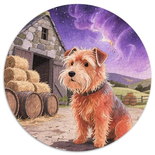 Der Dandie Dinmont Terrier 1000 Stück Jigsaw Puzzles Bildungsspiele Kreativ Haustierhund Runde Puzzles Einzigartige Herausforderung Spiel Für Erwachsene Und Kinder 1000pcs (67.5x67.5cm) von NOASDGYEI