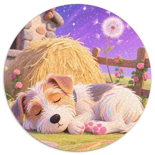 Der Lakeland Terrier 1000 Stück Jigsaw Puzzles Bildungsspiele Stressmittel Haustierhund Rundes Jigsaw Schöne Dekoration Puzzle Für Erwachsene Und Kinder 1000pcs (67.5x67.5cm) von NOASDGYEI