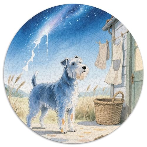Der Lakeland Terrier 1000 Stück Jigsaw Puzzles Bildungsspiele Stressmittel Haustierhund Rundes Jigsaw Schöne Dekoration Puzzle Für Erwachsene Und Kinder 1000pcs (67.5x67.5cm) von NOASDGYEI