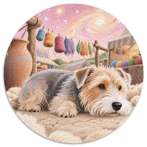 Der Lakeland Terrier 1000 Stück Jigsaw Puzzles Bildungsspiele Stressmittel Haustierhund Rundes Puzzle Einzigartige Herausforderung Spiel Für Erwachsene Und Kinder 1000pcs (67.5x67.5cm) von NOASDGYEI