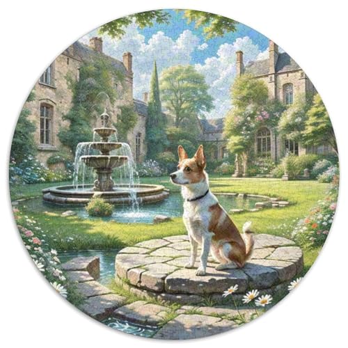Der Parson Russell Terrier 1000 Stück Jigsaw Puzzles Bildungsspiele Stressmittel Haustierhund Rundes Jigsaw Farbe Herausforderung Für Reisegeschenke, Geschenk 1000pcs (67.5x67.5cm) von NOASDGYEI