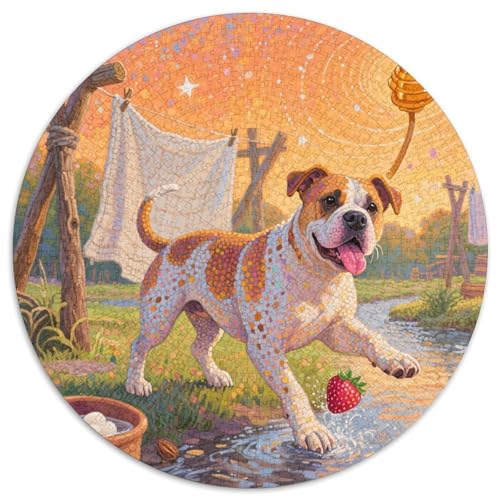 Der Staffordshire Bull Terrier（1） 1000 Stück Jigsaw Puzzles Bildungsspiele Stressmittel Haustierhund Rundes Puzzle Schöne Dekoration Puzzle Für Reisegeschenke, Geschenk 1000pcs (67.5x67.5cm) von NOASDGYEI