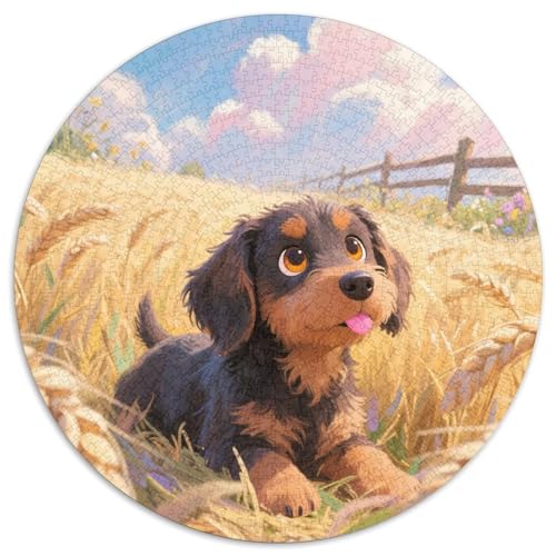 Deutscher Hunt Terrier 1000 Stück Jigsaw Puzzles Bildungsspiele Kreativ Haustierhund Rundes Jigsaw Einzigartige Herausforderung Spiel Für Reisegeschenke, Geschenk 1000pcs (67.5x67.5cm) von NOASDGYEI