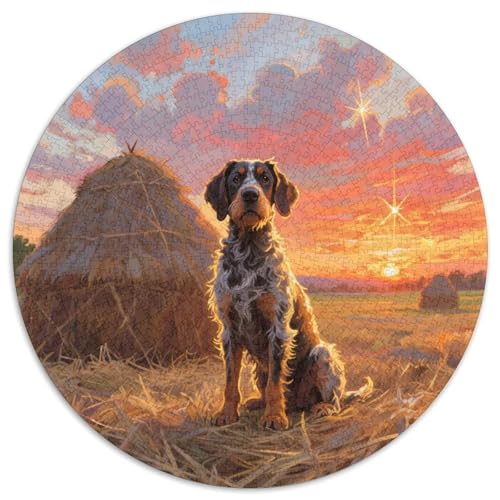 Deutscher Hunt Terrier 1000 Stück Jigsaw Puzzles Bildungsspiele Stressmittel Haustierhund Rundes Puzzle Farbe Herausforderung Für Erwachsene Und Kinder 1000pcs (67.5x67.5cm) von NOASDGYEI