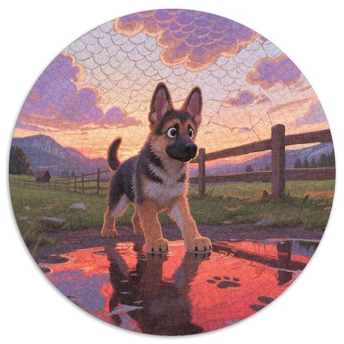 Deutscher Schäferhund 1000 Stück Jigsaw Puzzles Bildungsspiele Kreativ Haustierhund Runde Puzzles Schöne Dekoration Puzzle Für Reisegeschenke, Geschenk 1000pcs (67.5x67.5cm) von NOASDGYEI