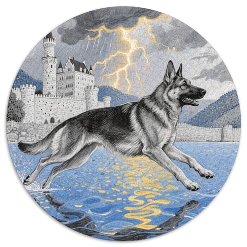 Deutscher Schäferhund 1000 Stück Jigsaw Puzzles Bildungsspiele Kreativ Haustierhund Rundes Jigsaw Einzigartige Herausforderung Spiel Für Erwachsene Und Kinder 1000pcs (67.5x67.5cm) von NOASDGYEI