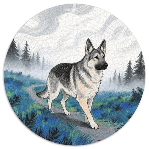 Deutscher Schäferhund 1000 Stück Jigsaw Puzzles Bildungsspiele Stressmittel Haustierhund Rundes Puzzle Schöne Dekoration Puzzle Für Reisegeschenke, Geschenk 1000pcs (67.5x67.5cm) von NOASDGYEI