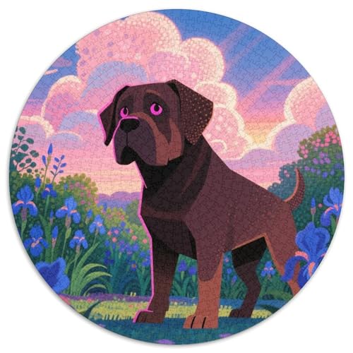 Dogue De Bordeaux 1000 Stück Jigsaw Puzzles Bildungsspiele Kreativ Haustierhund Rundes Jigsaw Farbe Herausforderung Für Erwachsene Und Kinder 1000pcs (67.5x67.5cm) von NOASDGYEI